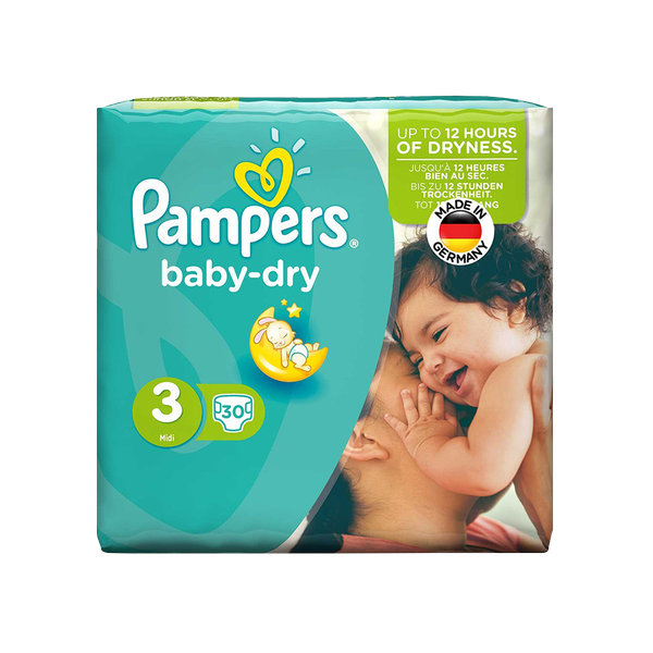  پوشک سایز ۳ پمپرز مدل baby dry بسته ۳۰ عددی